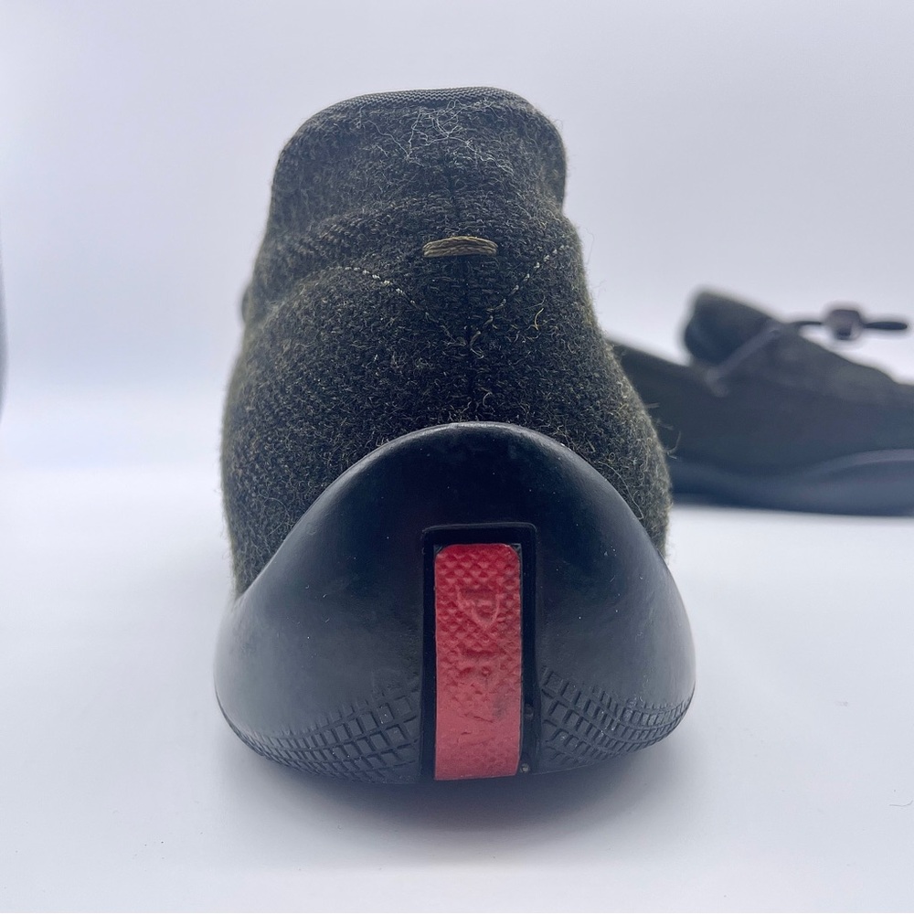 AUTHENTIC PRADA Brown-Green Wool Loafer Moccasin with Rubber Sole Classy… - Picture 7 of 10